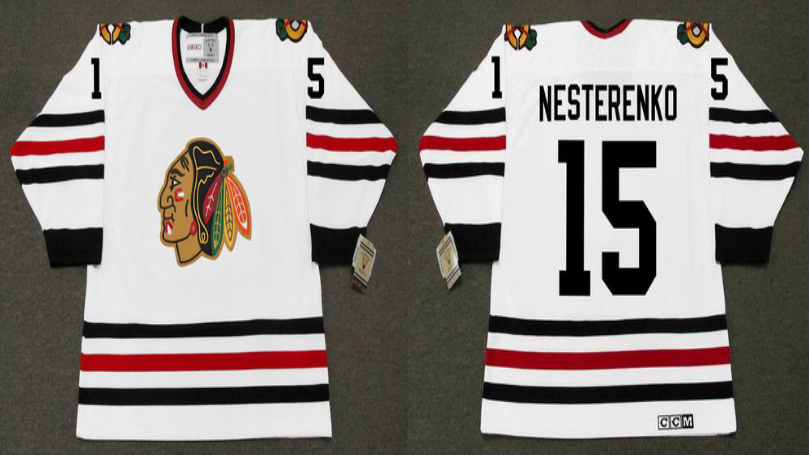 2019 Men Chicago Blackhawks #15 Nesterenko white CCM NHL jerseys->chicago blackhawks->NHL Jersey